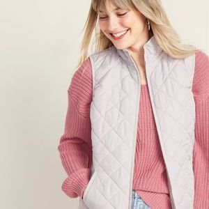 NEW Lightweight Diamond-Quilted Zip-Front Vest S